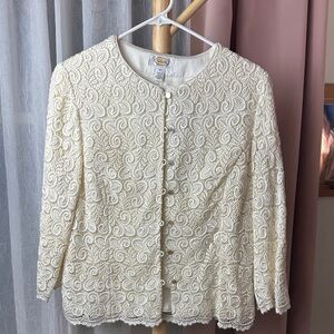 Talbots Ivory lace jacket Sz 8